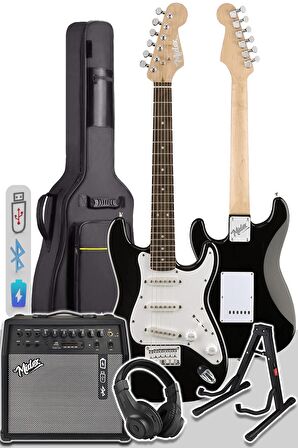 Midex RPH30WH-50AMP Elektro Gitar Seti 50 WATT Bluetooth Şarjlı Amfi Kulaklık Full SET